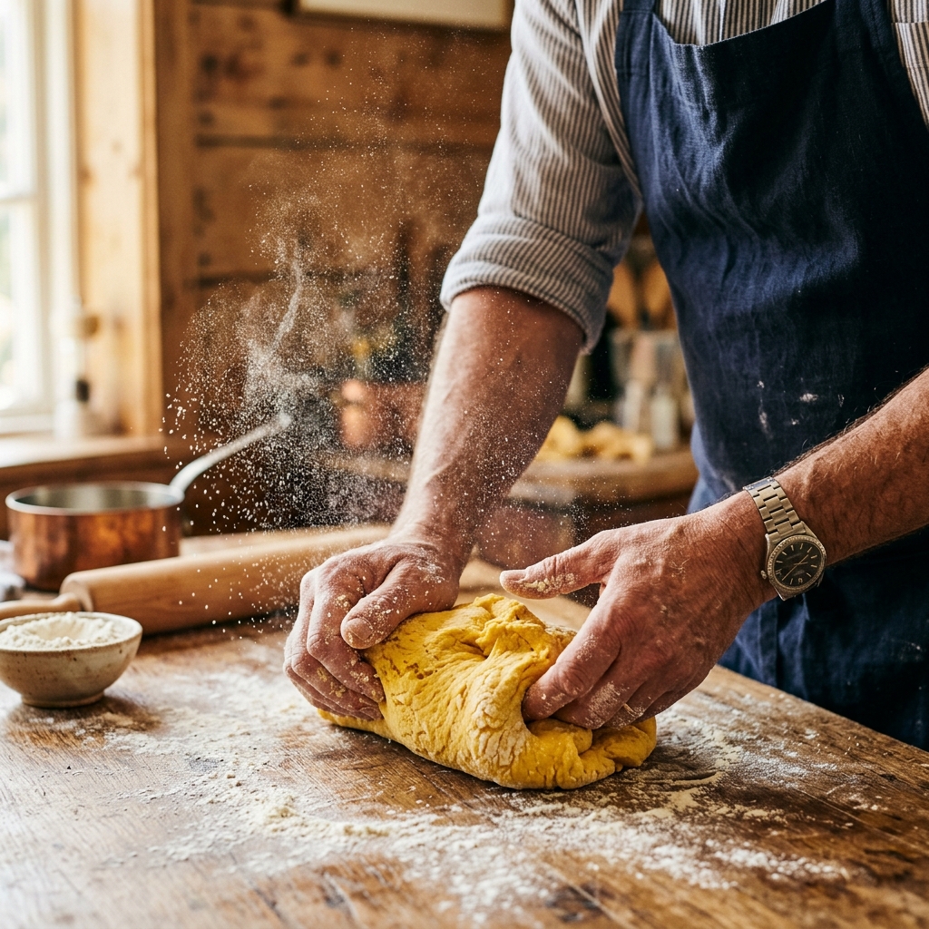 Amasado artesanal de la pasta fresca a mano